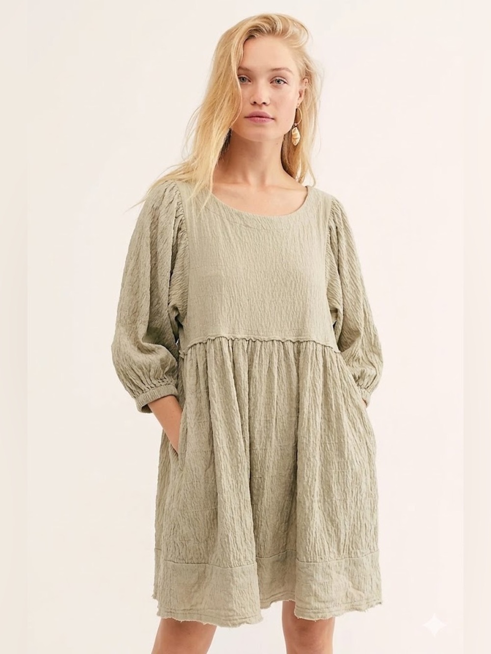 Free People Beach Get Obsessed Babydoll Mini Dress Boho Gauze XS